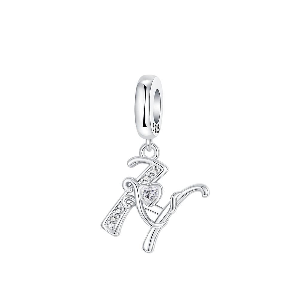 Originale DIY A-Z Alphabet Anhänger Perle Kupfer Eingelegter Zirkon Liebesbriefe Dangle Schmuck Geschenk Passend für Armreif