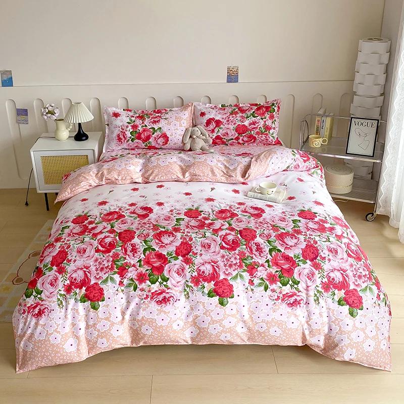 Vintage Style Garden Flower Duvet Cover Set Vibrant Pattern Zipper Quilt Cover with Pillowcases Bedding Set for All Season