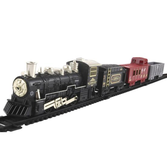 Kids Electric Train Toy Kit with Track Accessories Toddlers Educational DIY Track Building Christmas Mini Classical Train Toy with Light Music