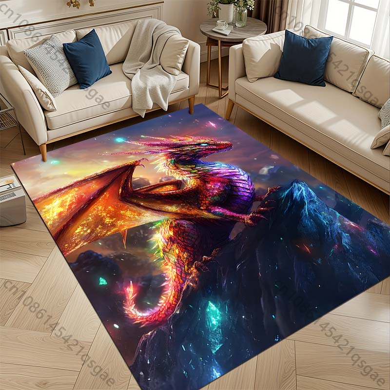 1PC Colorful dragon on mountain Print Carpet Rug for Living Room Bedroom Sofa Doormat Home Decor Non-slip Floor Mat
