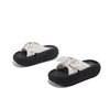 Rhinestone bow one-word drag women's summer new wear versatile sandals thick-bottomed beach slippers