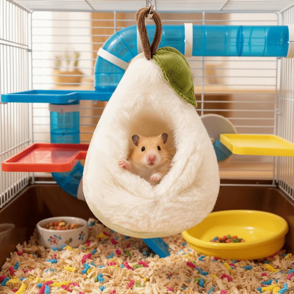 Hanging Basket Plush Hamster Hammock Soft Pear Shaped Winter Pet Nest Comfortable Warm Hamster Hanging Bed Winter