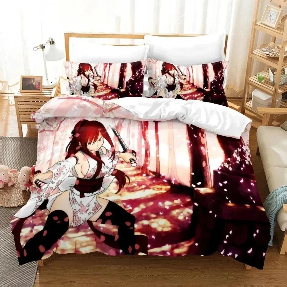 3D Print Fairy Tail Anime Bedding Set Duvet Cover Bed Set Quilt Cover Pillowcase Comforter King Queen Size Boys Adult Bedding
