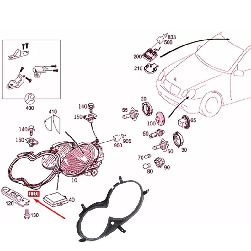 1 Pair Head Light Lamp Cover Gasket Replacement Headlamp Gasket 2098260191 Automotive Accessories for W209 CLK200 CLK320