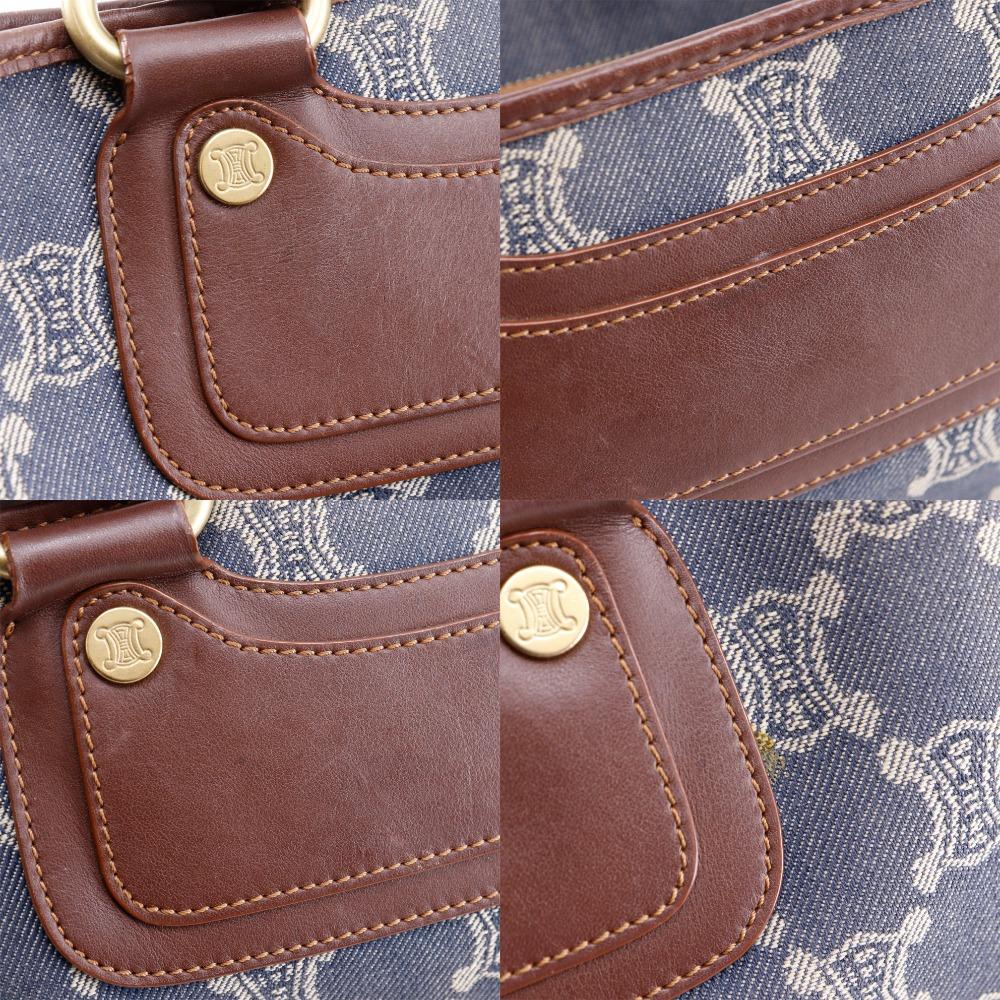 CELINE Boogie back Handbag Macadam Blue / Brown denim Women Used