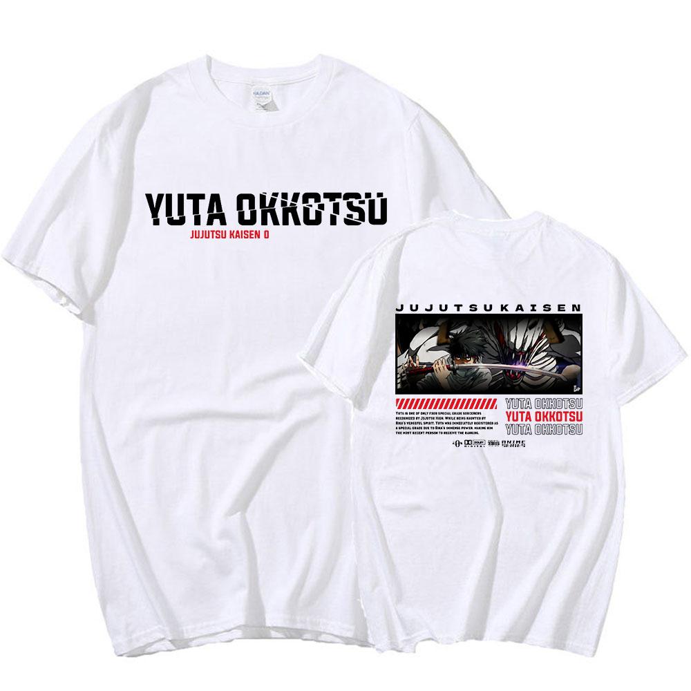 Anime Jujutsu Kaisen T Shirt Funny Manga Yuta Okkotsu Short Sleeves Cotton T-shirt Mens Clothes Oversized T Shirts Harajuku Streetwear Tops