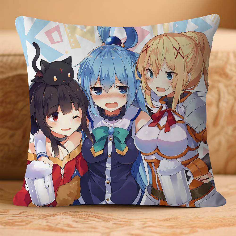 

K-KonoSuba Anime Pillow Case Removable Washable Cushion Cover – All-Season Soft Linen 16x16Inch