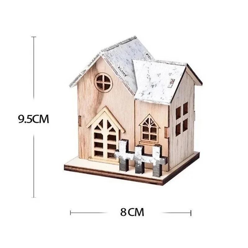 1 Pcs Christmas LED Light Wooden House Luminous Cabin Merry Christmas Decorations For Home DIY Xmas Tree Ornaments New Year