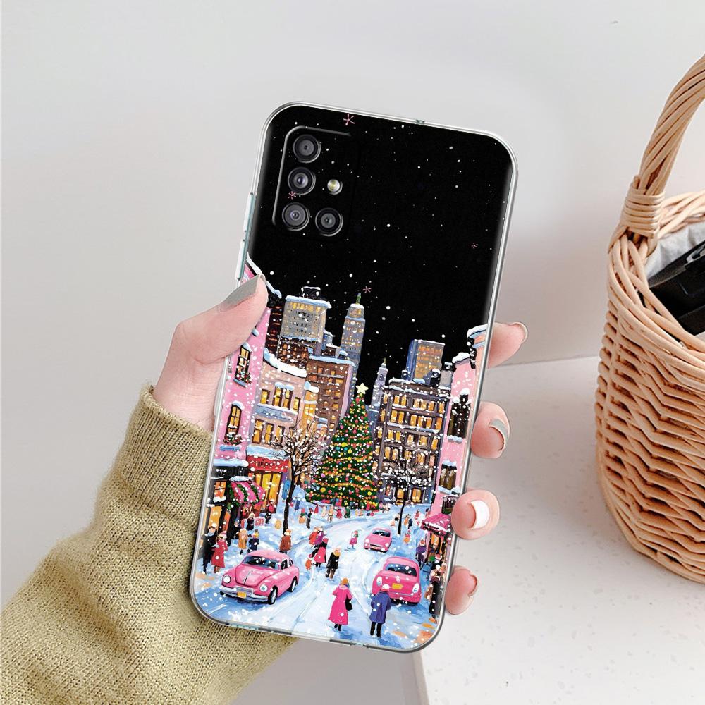 Phone Case For Samsung A15 A13 A35 A55 A51 A71 A41 A31 A21S A05 A17 A23 A25 A33 A53 A73 5G A07 4G Cover Cartoon Christmas Style
