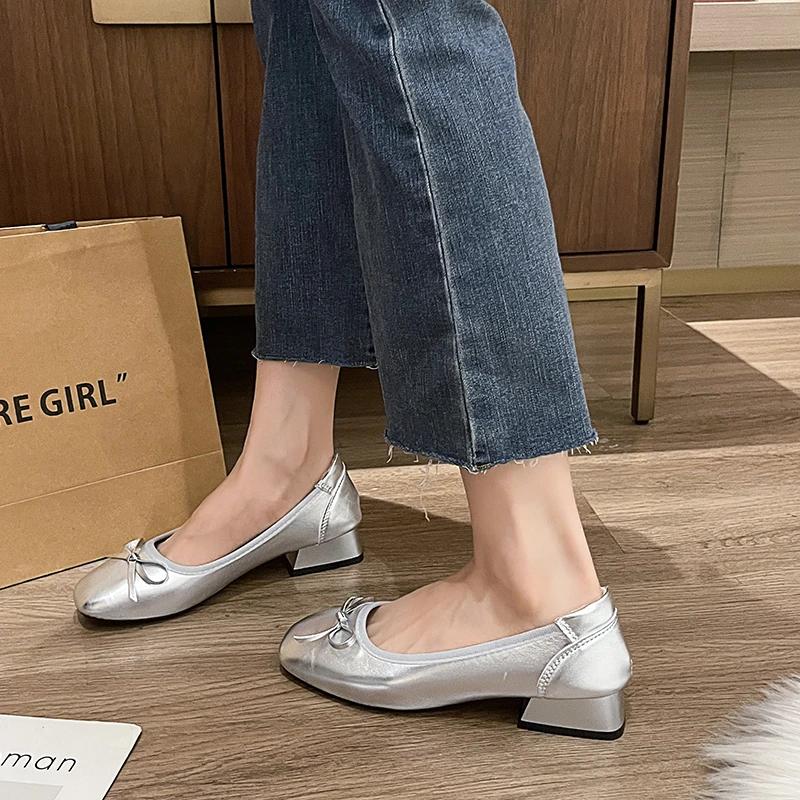 Glitter Silver Bowtie Flats mary jane Shoes Women Round Toe Patchwork Plaid Leather Loafers Flat Shoes Women zapatos de mujer