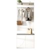 Coat Rack Set 3-in-1 Set – Clothes Rack with Integrated 4 Hooks, Shoe Cabinet with Two Doors and Shoe Bench. White,60×35×(45+100)cm