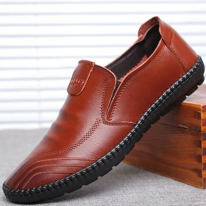 

Slip-on Lightweight Moccasin Leather Shoes for Men Social In Promotion Adults Low Price Comfortable New Pu Retro Man Casual Shoe 44