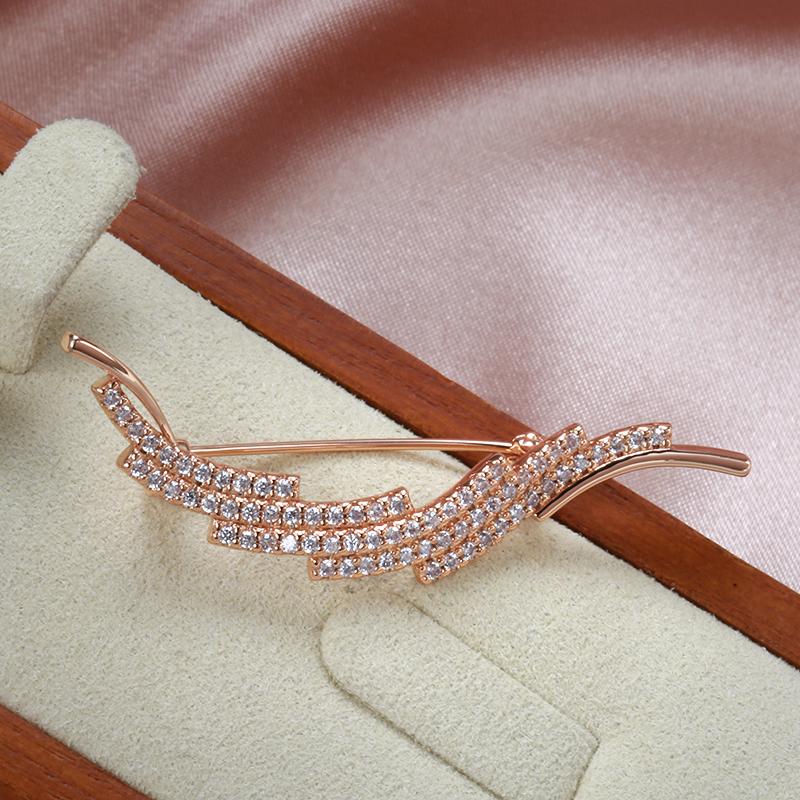 Simple Charm Full Zircon Pin Brooch For Women Daily Wedding Wear Jewelry