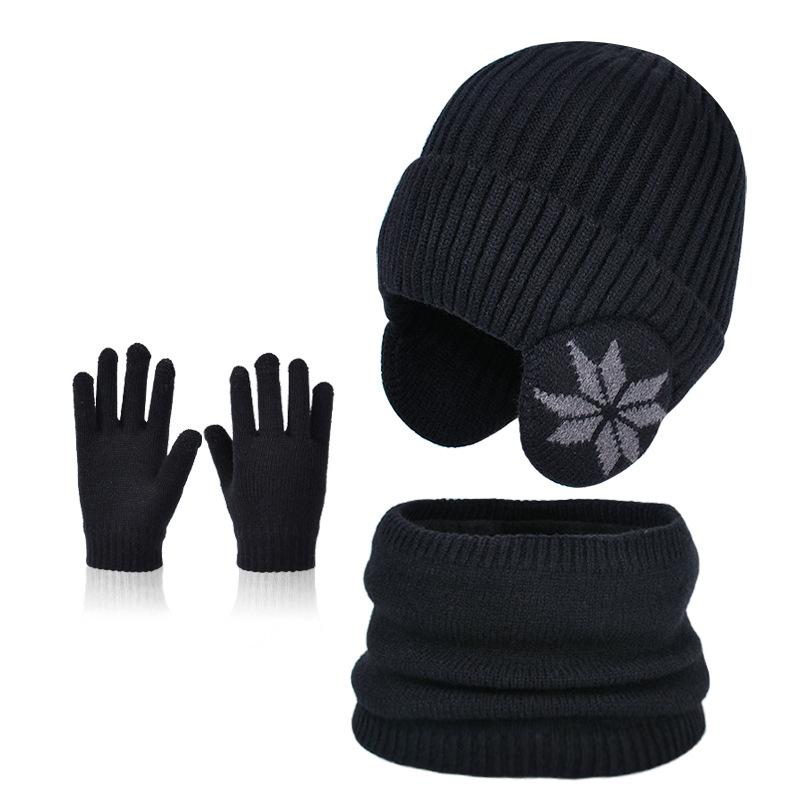3Pcs Kids Winter Cold Protection Hat Scarf Set Ski Child Beanies Cap Boys Girls Warm Fleece Neck Ears Glove Kid Bonnet Cap 4-10