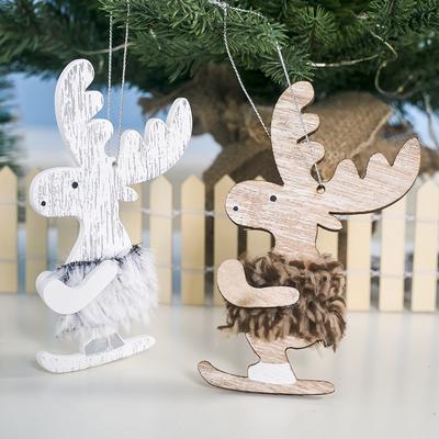 Christmas Plush Wooden Elk Doll Chirtsmas Tree Hanging Decorations for Home Kids Gift Xmas Happy New