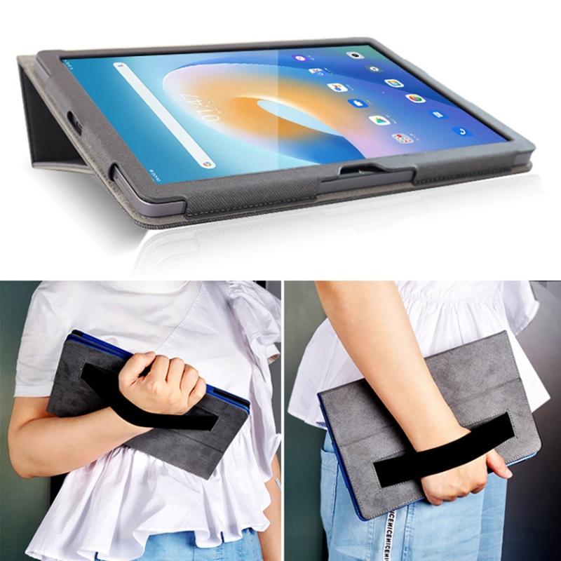 For T-Mobile REVVL Tab Case Skin-touch Leather Stand Tablet Cover with Wristband Design