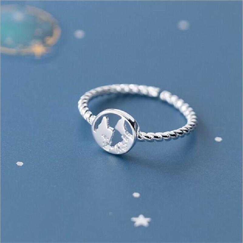 

New Arrival Fashion Hollow Earth Simple 925 Sterling Silver Jewelry Temperament Threaded Popular Creative Opening Rings TYB003 серебряный