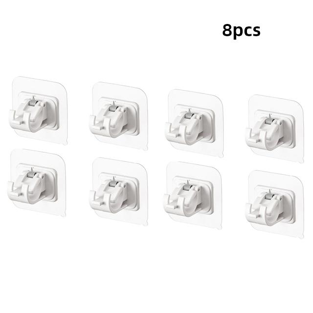 2 Stück nagelfrei verstellbare Vorhangstangenhalter Klemmhaken Stangenhalterung Halter selbstklebender Wandvorhang Fester Clip Hängeregalhaken