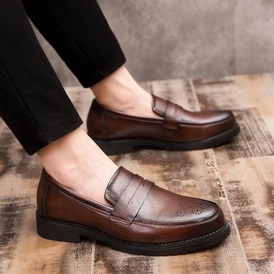 Modische Britische Herren Trendschuhe Klassische Braune Herren Slipper mit niedrigem Schaft Vielseitige Business-Pendelschuhe Elegante Arbeitsschuhe