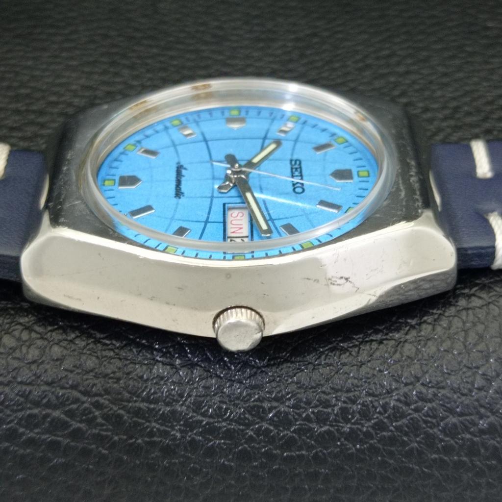 AUTOMATIC VINTAGE SEIKO JAPAN 6309A MENS SKY BLUE COLOR DIAL WATCH a701249-5 R206a-a701249