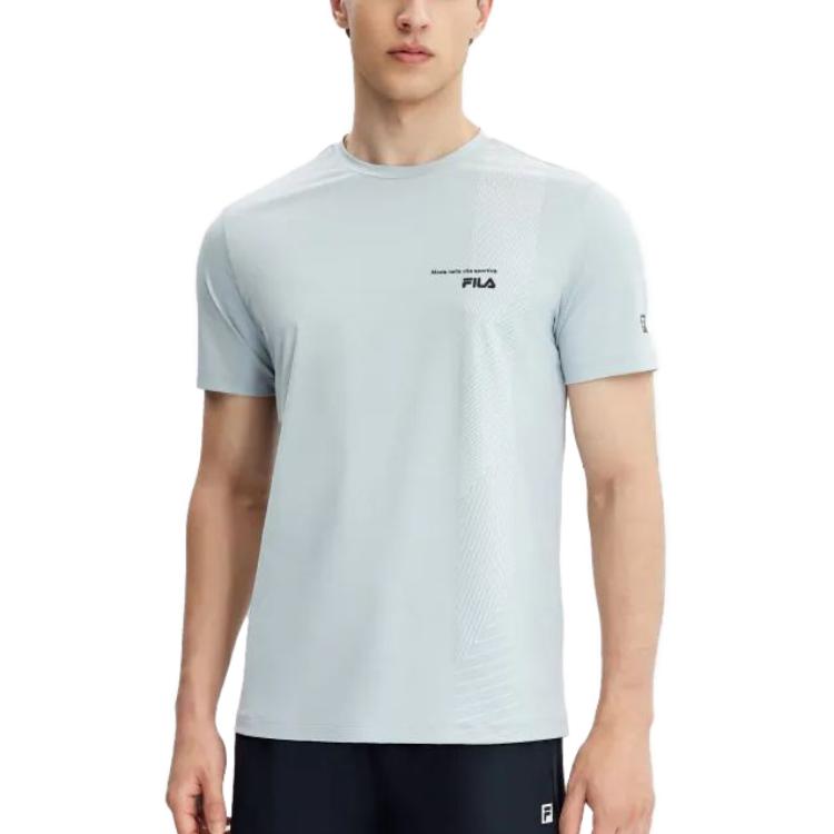 FILA Loose Fit Logo Print Crew Neck Short Sleeve T-Shirt Men Tops Gray A11M321102F-GY