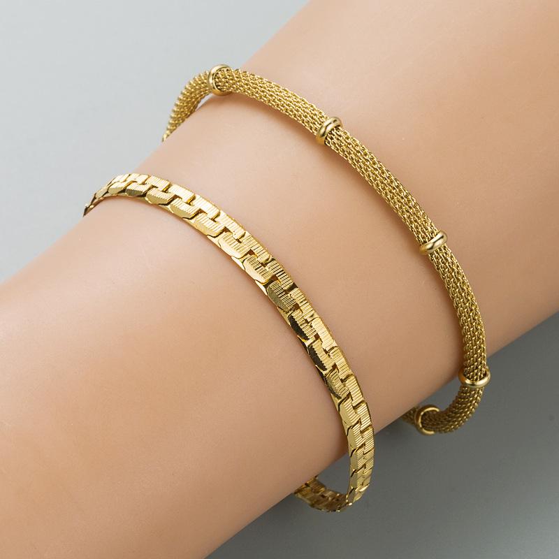316L Stainless Steel New Fashion High  Woven Flat Chain Geometric Women's Bracelet Gift