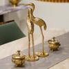 Brass Finish Crane Love Birds Pair| Saras Swan Showpiece Set for Home Decor| Metal Statue Figurines| Decorative Tabletop Decoration Item