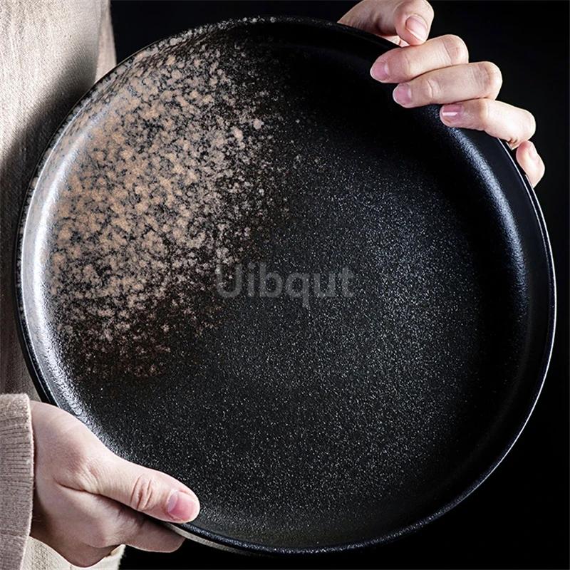 Creative and beautiful ceramic plates serving plate Retro tableware Western plate With steak for breakfast plates Japanese plate