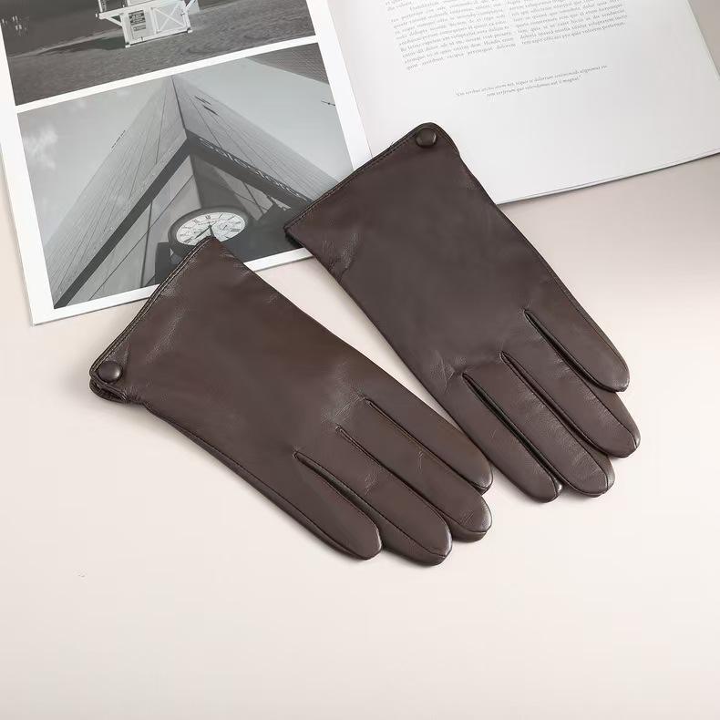 Men's Touchscreen Lambskin Leather Gloves: Warm, Fleece-Lined, Cold-Proof for Autumn & Winter Driving/Riding