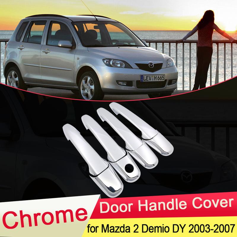 for Mazda 2 Demio DY Mazda2 2003 2004 2005 2006 2007 Luxuriou Chrome Door Handle Cover Trim Catch Car Set Stickers Accessories