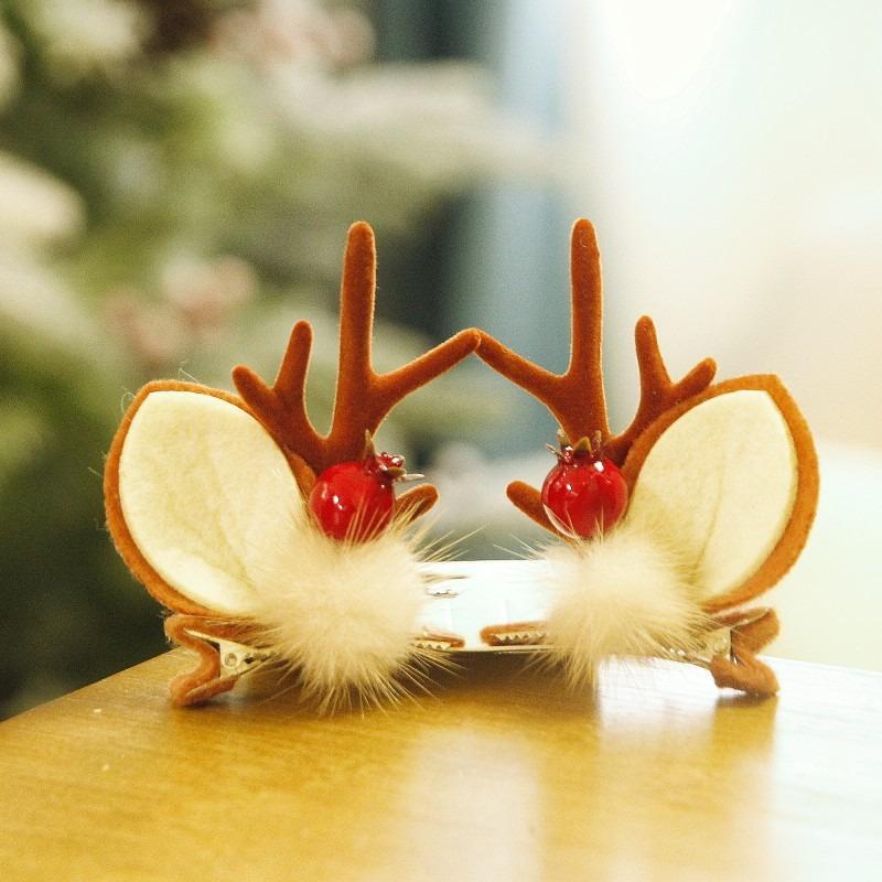 

2pcs Cute Christmas Antler Whimsical Design Reindeer Horns Mushrooms Fluffy Perfect Festive Hair Accessory Holiday Cheer Vibes