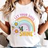 Let Your Soul Shine Rainbow T-and Kids Tshirt, Retro Pastel Floral Feel Good Tee