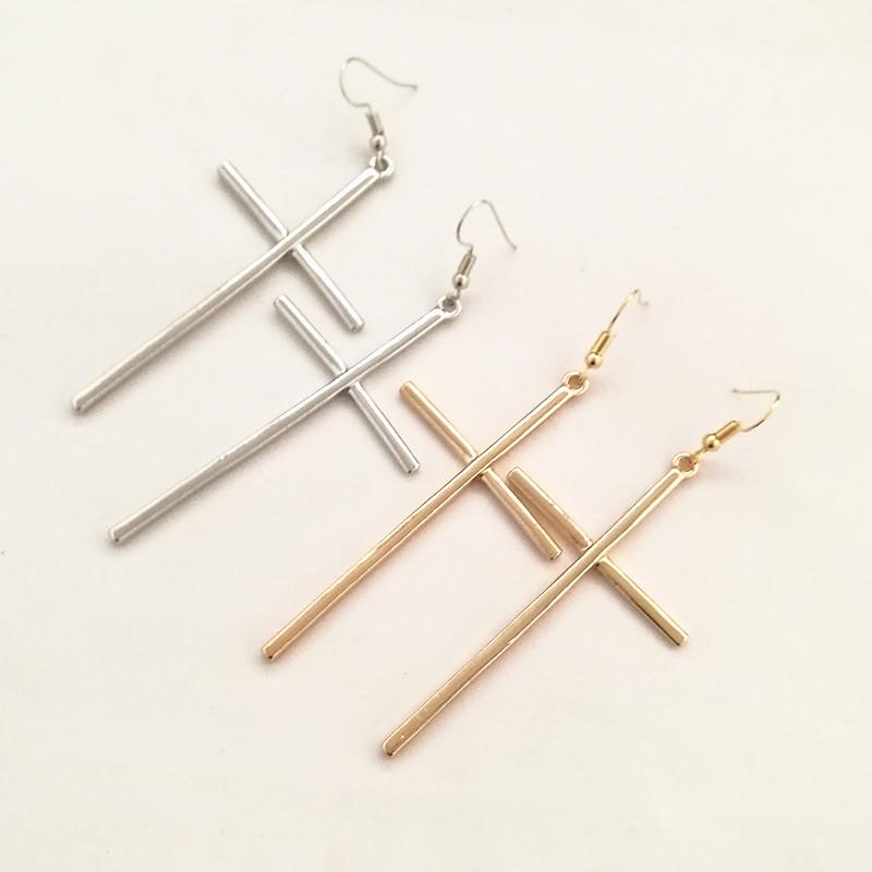 New Vintage Big Cross Long Earrings for Women Simple Cross Drop Earrings Jewelry Party Wedding Birthday Bijoux Gift
