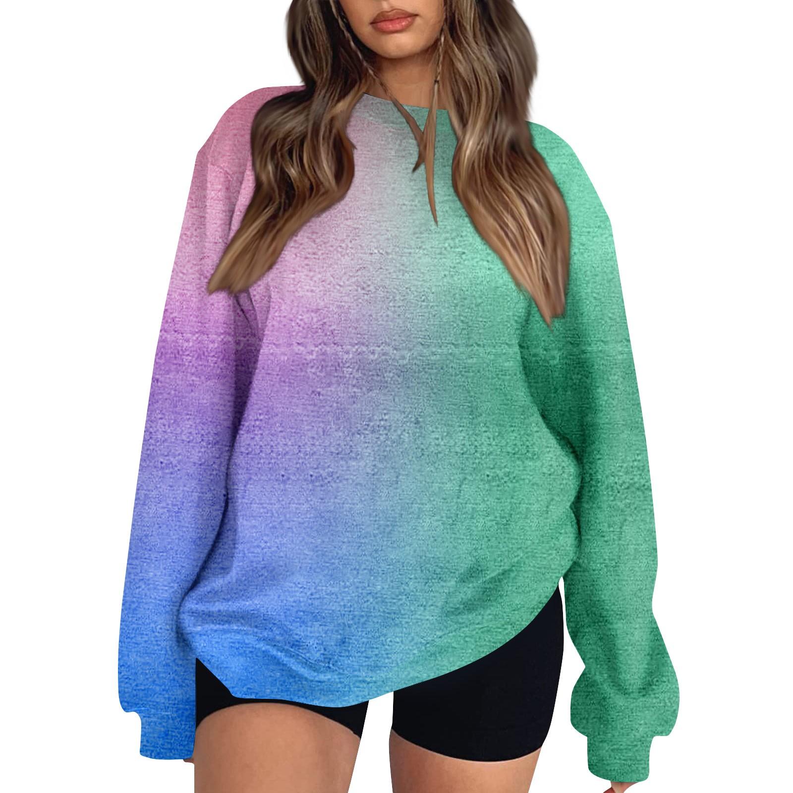 

Женские топы Женский свитшот с длинным рукавом Повседневный с круглым вырезом Свободного кроя Пуловер Флисовые топы S зелёный