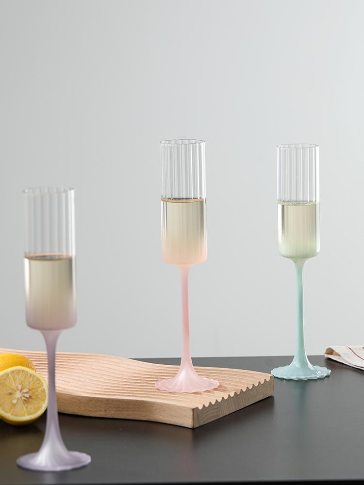Multicolor Champagne Flute Tall Glass Light Drinking Glass Sparkling Wine Glass Glass Cup Sweet Wine Glass Housewarming Gif