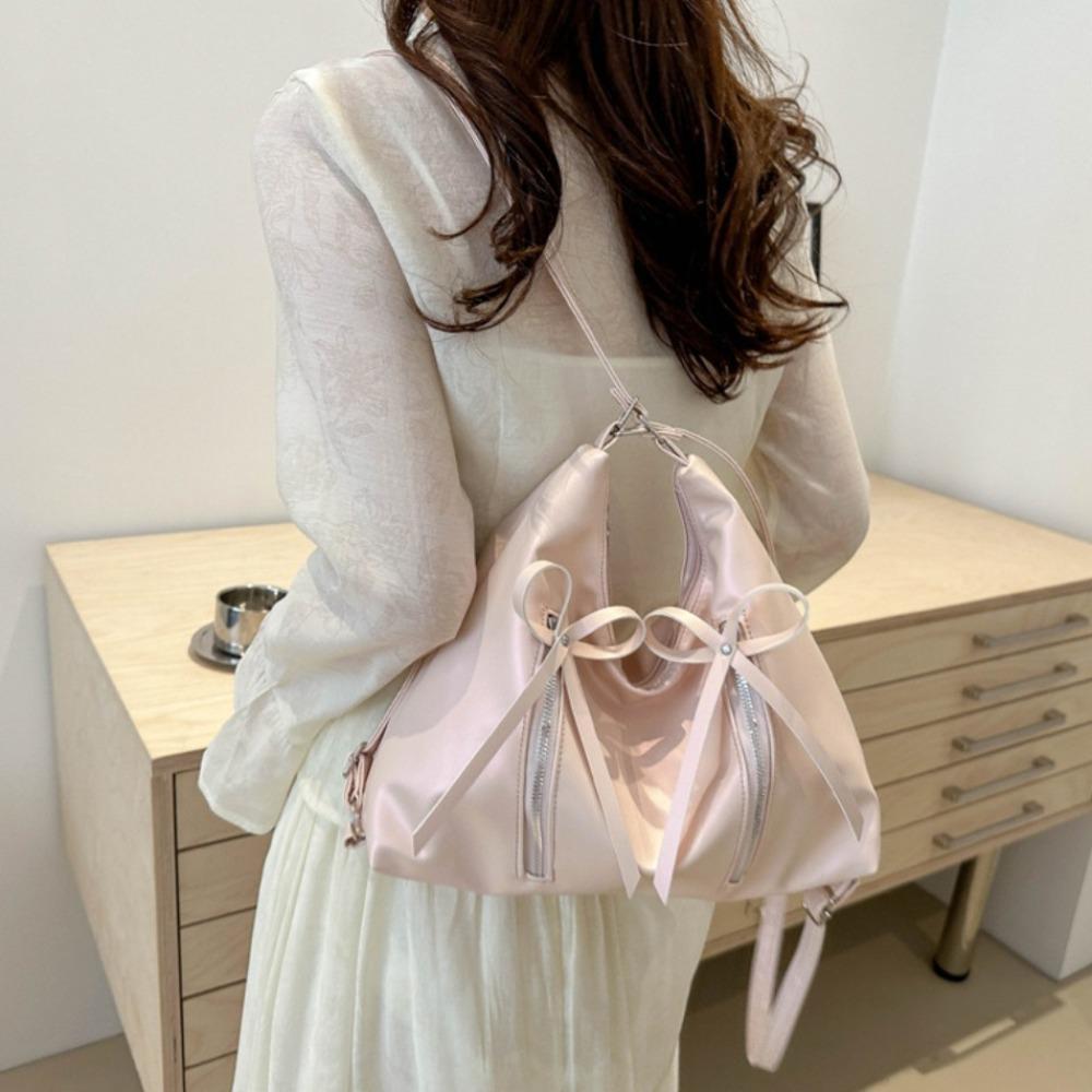 Y2K Bow Tote Bag Zipper Bow Crossbody Bag Portable Bowknot Shoulder Bag  Outdoor
