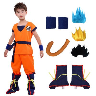 Adult Kids Son Goku Gui Carnival Cosplay Anime Costumes Halloween Parties and Holiday Including Tail  Wrist Wig Blue Gold Design