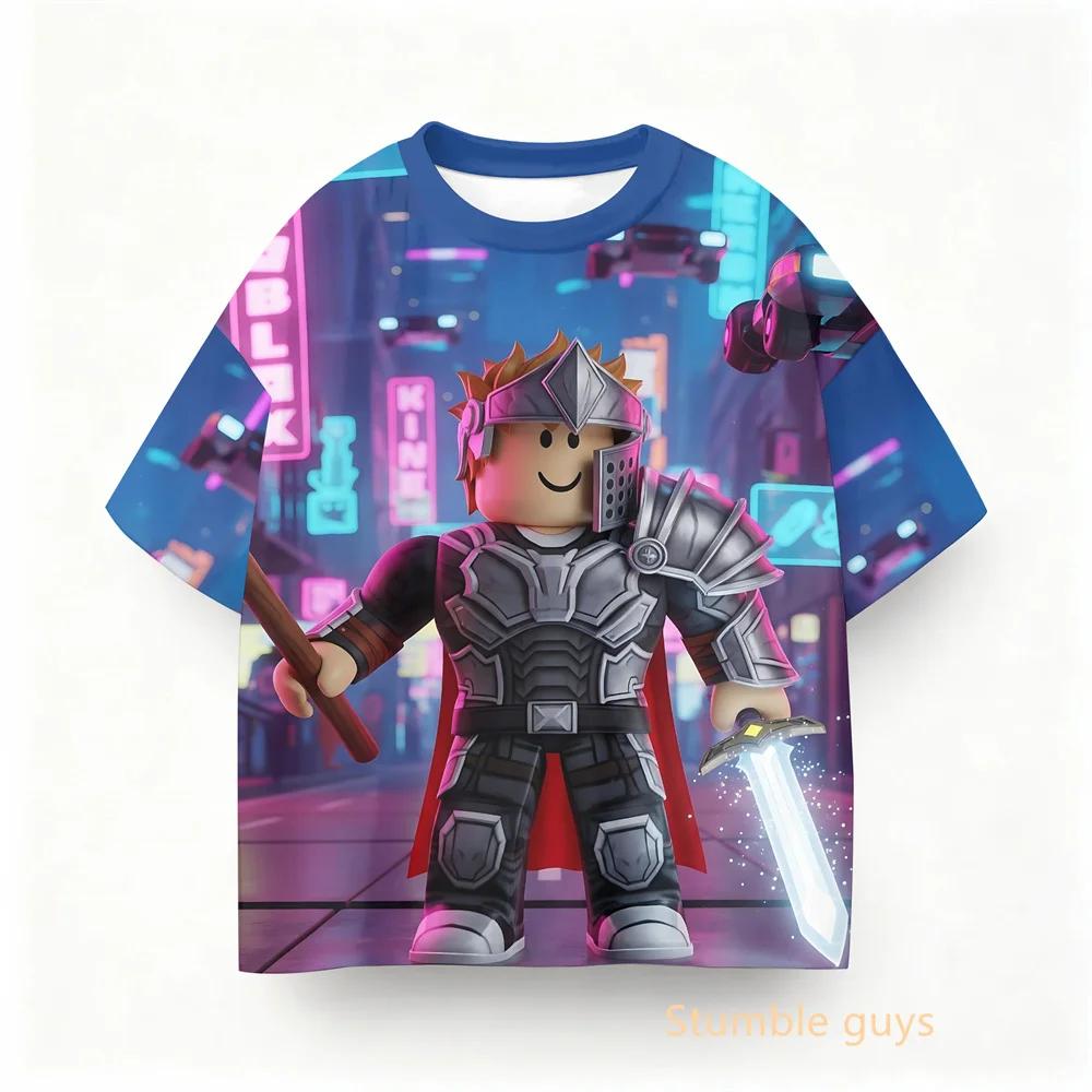 Sommer Kinder Roblox Lässiges T-Shirt Jungen Kleidung Mädchen Anime Spiel Kleidung
