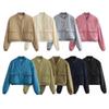 Herbst Winter Frau Bomber Jacke Mantel Weiß Taste Baseball Aviator Cropped Jacken für Frauen Langarm Crop Oberbekleidung