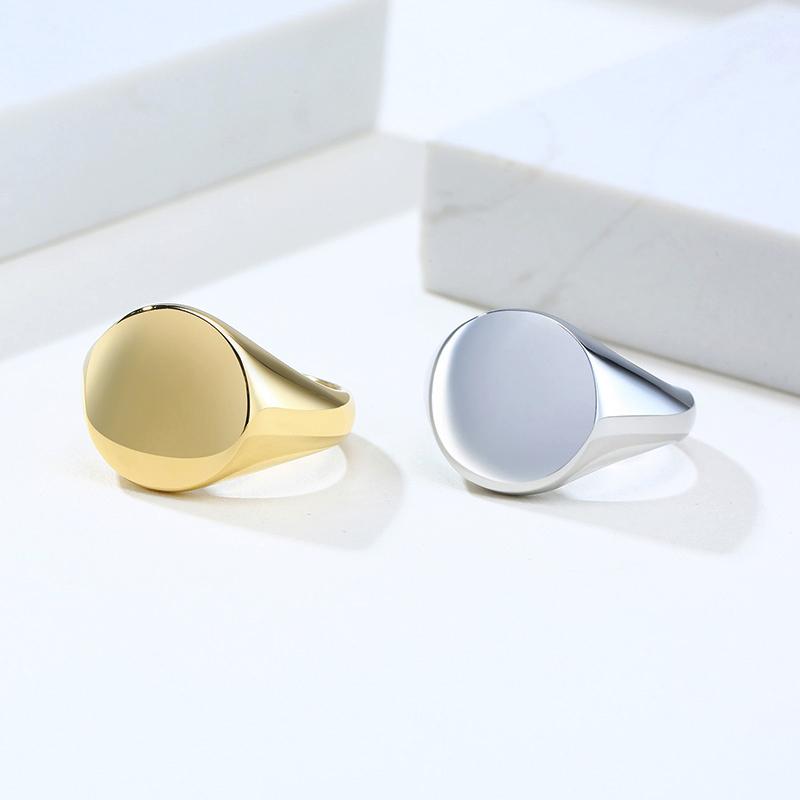 Signet Ring for Men Women,Stainless Steel Personalized Pinky Rings Initials Letter Ring,Engraving Husband Gift for Him