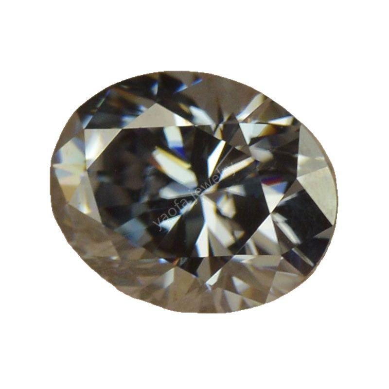 Egg-Shaped Deep Gray Moissanite Gemstone Ring with Certificate 4x6mm 0.5ct