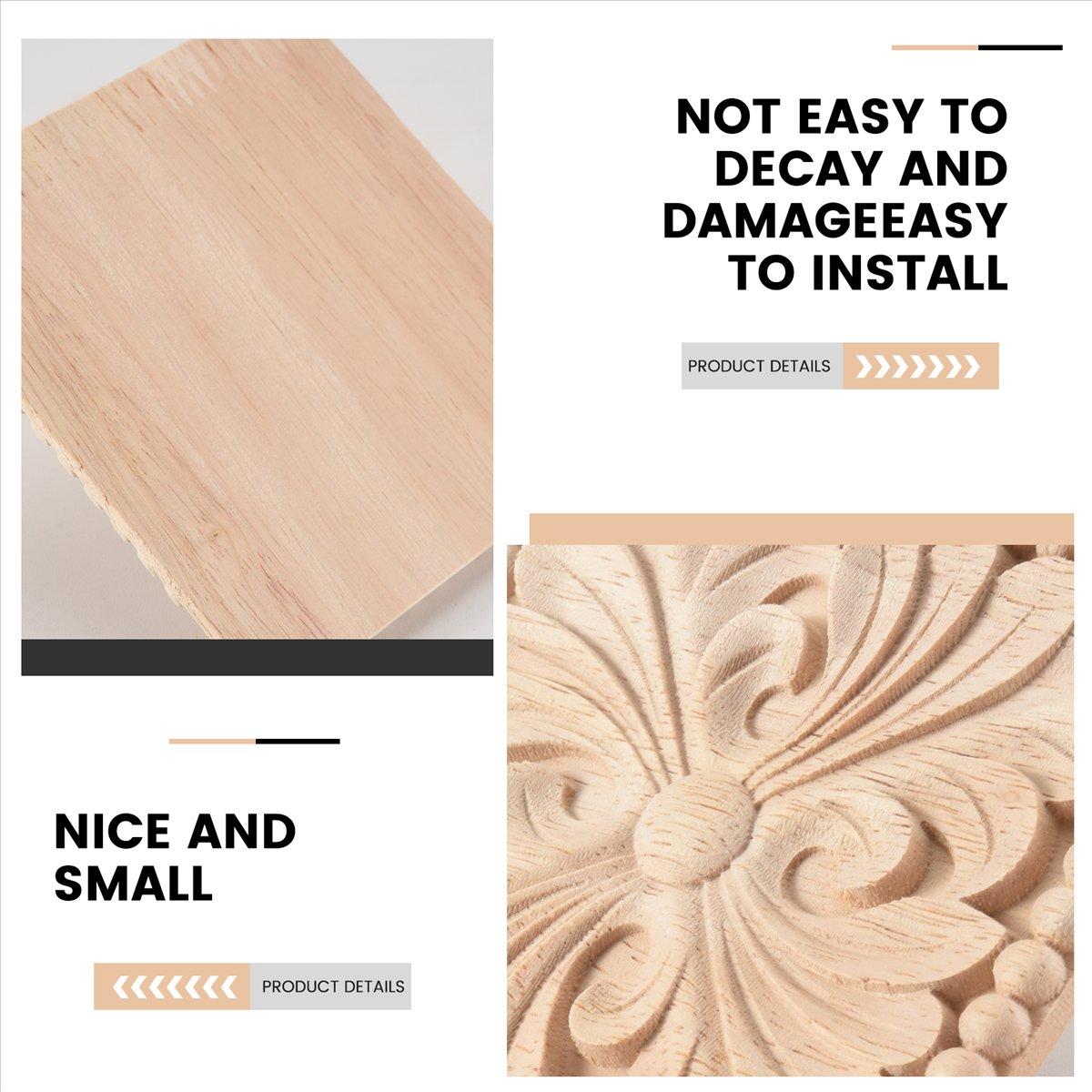 

BHBL Natural Wood Appliques Square Flower Carving Decals Decorative Wooden Mouldings for Cabinet Door Furniture Decor Craft 10x1 China Mainland