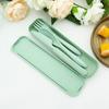 Convenience Travel Dinnerware Box Knife Fork Spoon With Portable Wheat Cutlery Flatware Set Kitchen BBQ Tableware Set