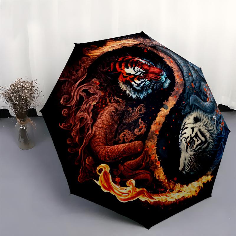 "Yin Yang Tiger Fire & Ice Wall Clock: Modern Art Decor for Home Office"Umbrella, Portable 3-Fold Compact Umbrella for Men & Women ES17