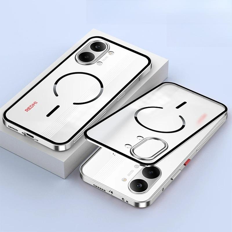 Aluminium Alloy Frame Snap-on Design Magnetic Case for Xiaomi POCO X8 Pro Max Redmi Turbo 5Max Matte Transparent Acrylic Cover