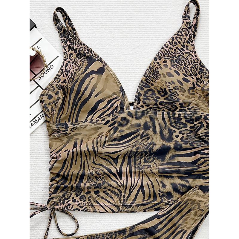 New Sexy Leopard V Neck Bikini Female Swimsuit Women Swimwear Two-pieces Bikini Set Bather Bathing Suit Swim