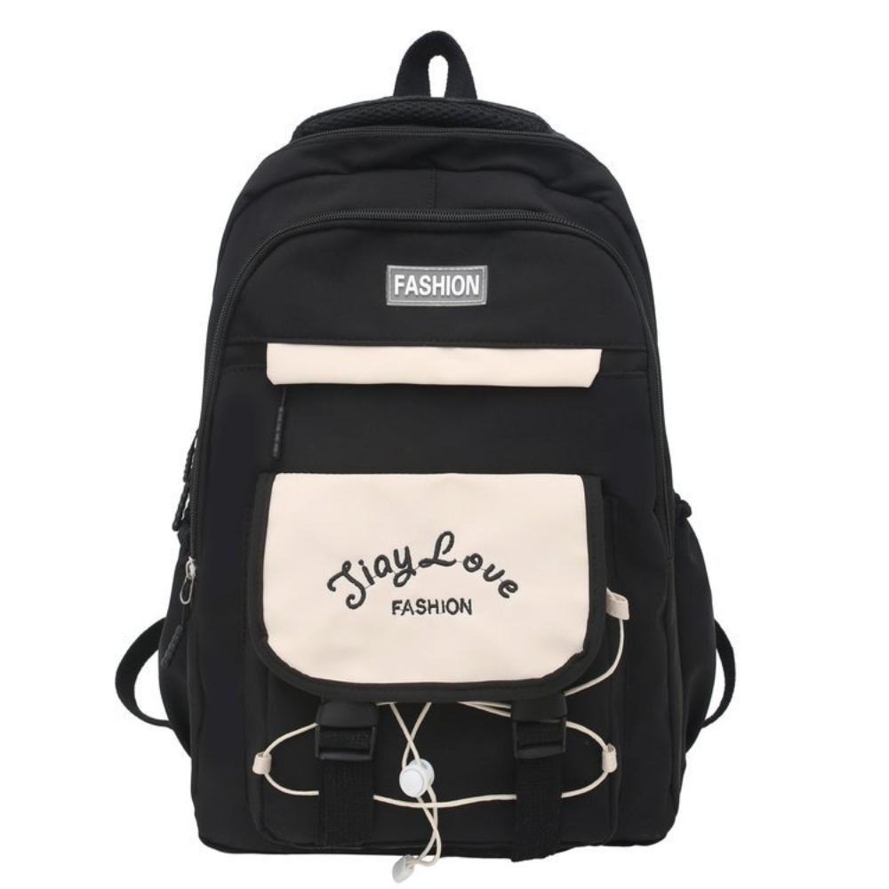 

Fashion Nylon Backpack Breathable Large Capacity School Bag Korean Color Multifunction Book Bag School чёрный