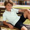 Kids Polo Shirt Quick Dry Short Sleeve Collared Shirt with Academy Stripe Print Lightweight Breathable Fabric for Boys Girls