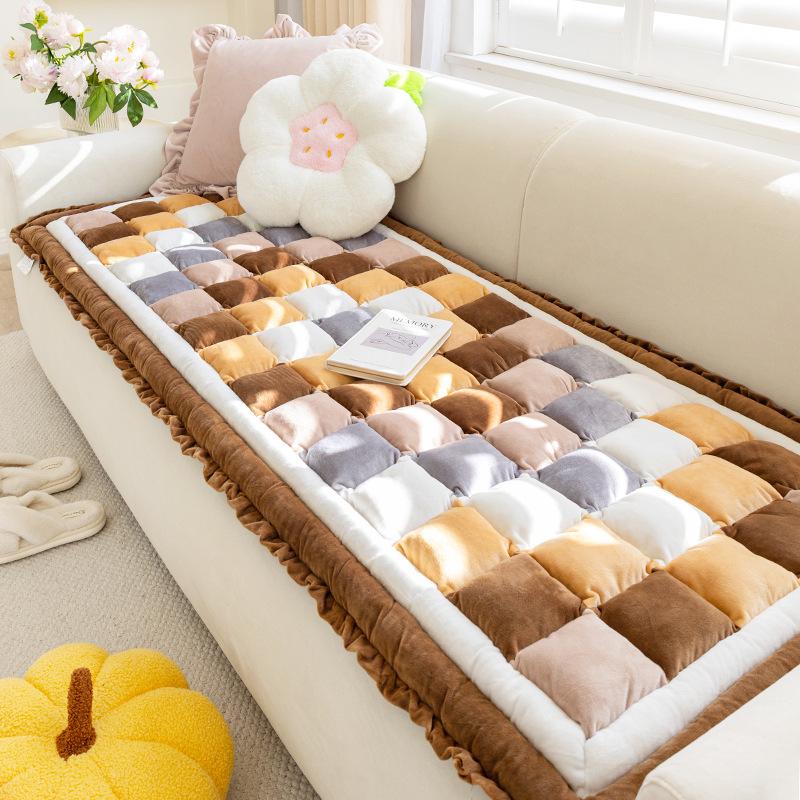 

Кремовый ветер Молоко Бархатная подушка для дивана с паровым хлебом Осень и зима Толстый плюшевый высококачественный чехол для дивана Зимняя подушка. 90*180