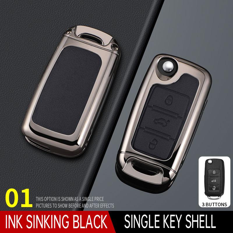 

For VW Volkswagen Polo Tiguan Passat B5 B6 B7 Golf 4 5 6 MK6 Jetta Lavida Alloy Leather Car Flip Key Case Cover Fob Accessories
